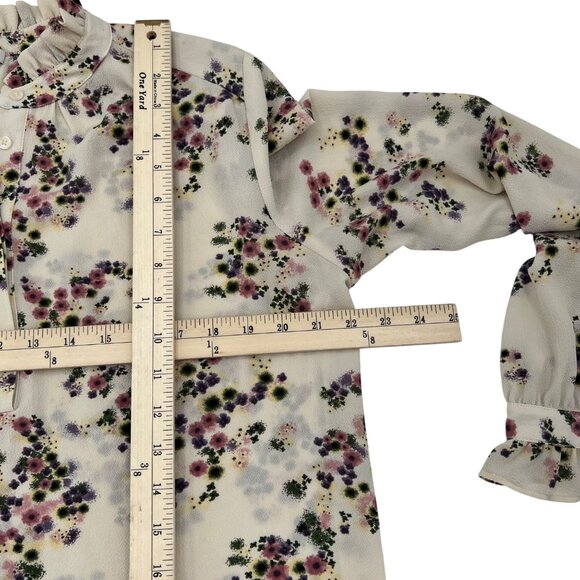 Carolina Belle Floral Long Sleeve Blouse L/G White Purple Pink Polyester - Picture 7 of 7